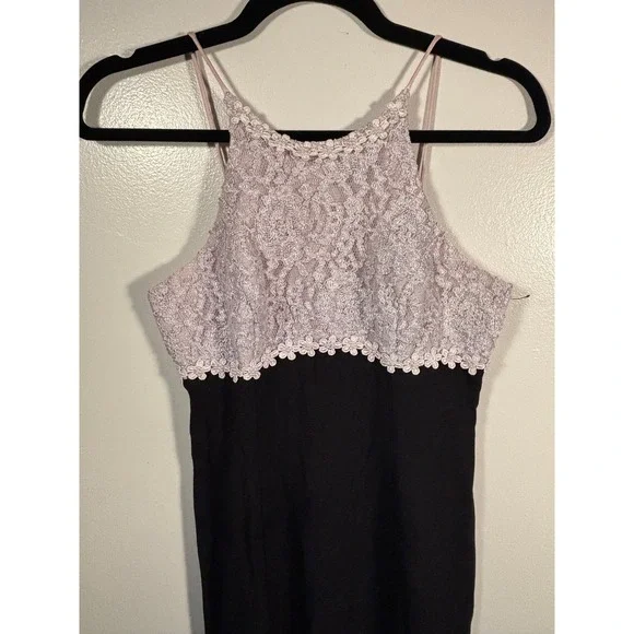 Vintage Lace Bodice Maxi Dress Sz S Floral Black Slit Whimsygoth HoCo Prom 90s - Picture 2 of 14